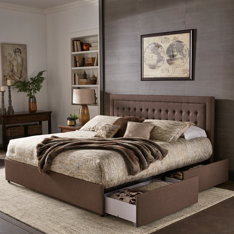 Greyleigh™ Aderyn Tufted Upholstered Low Profile Storage Platform Bed